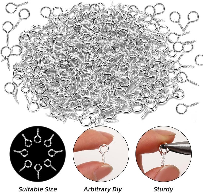 Augsun 1000PCS Small Screw Eye Pins, 3 Sizes Mini Eye Hooks Screw Eyelet Pins Hooks Eye Pins for Jewelry Making DIY Crafts, Art Projects - Image 3